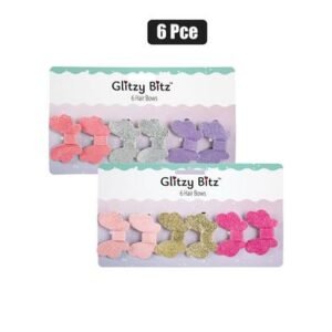 Hair bow glitter 6pc