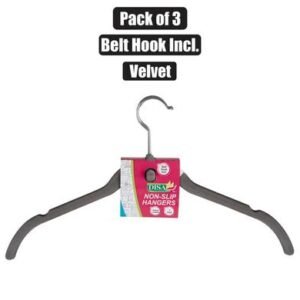 Clothes hangers velvet w/hook 3pc